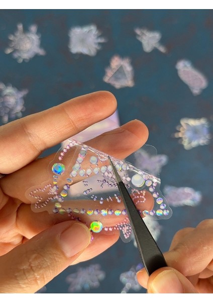 20 Adet 3D Kristal Işıltılı Inci Serisi Mor Paket Sticker Seti / Etiket / Çıkartma / Su Geçirmez fiyatları