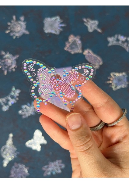 20 Adet 3D Kristal Işıltılı Inci Serisi Mor Paket Sticker Seti / Etiket / Çıkartma / Su Geçirmez fırsatları