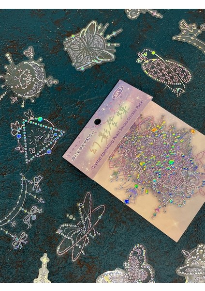 20 Adet 3D Kristal Işıltılı Inci Serisi Mor Paket Sticker Seti / Etiket / Çıkartma / Su Geçirmez indirimleri