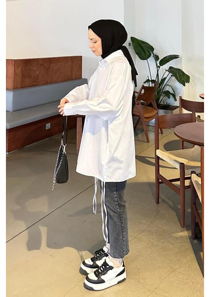 Kadın Pamuklu Oversize Gömlek – Günlük Kullanıma Uygun, Düz Desenli ve Rahat Kesim fırsatları