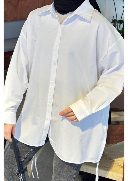 Kadın Pamuklu Oversize Gömlek – Günlük Kullanıma Uygun, Düz Desenli ve Rahat Kesim