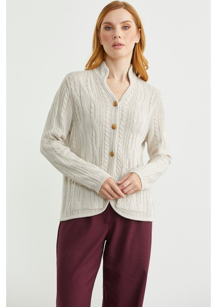 Hakim Yaka Cepli Yün Triko Ceket - Taş fiyatları