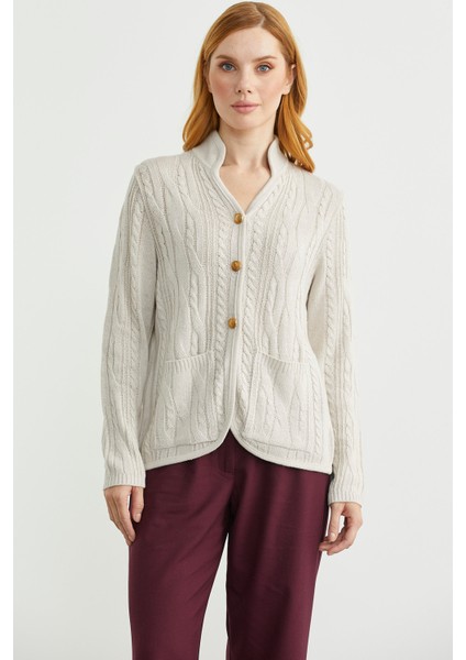 Hakim Yaka Cepli Yün Triko Ceket - Taş modelleri