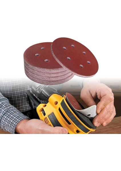 6966 Cırtlı Disk Zımpara 6 Delikli 150 mm 180 Kum - 100 Adet modelleri