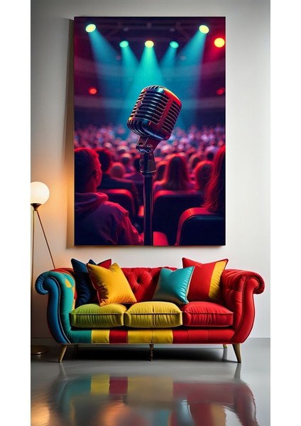 Karaoke Mikrafonu V2 Ev Duvar Salon Güzellik Salonu Ofis Dükkan Dekarasyon Kanvas Tablo