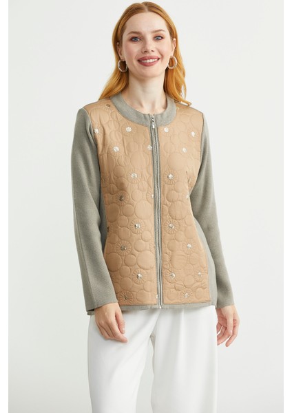 Cepli Önü Kapitone Triko Ceket - Kamel indirimleri