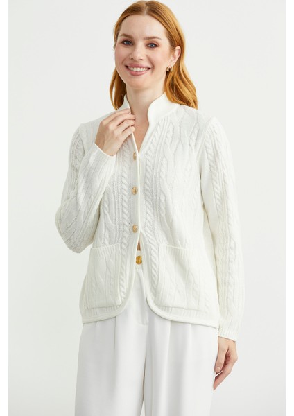 Hakim Yaka Cepli Yün Triko Ceket - Kemik modelleri