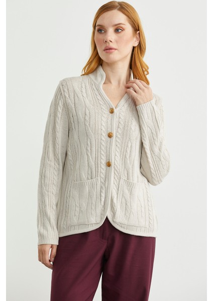 Hakim Yaka Cepli Yün Triko Ceket - Taş fırsatları