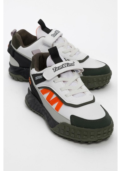 Çocuk Spor Ayakkabı Haki Beyaz Oranj