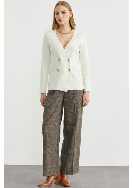 Maskülen Kruvaze Triko Ceket - Kemik fiyatları