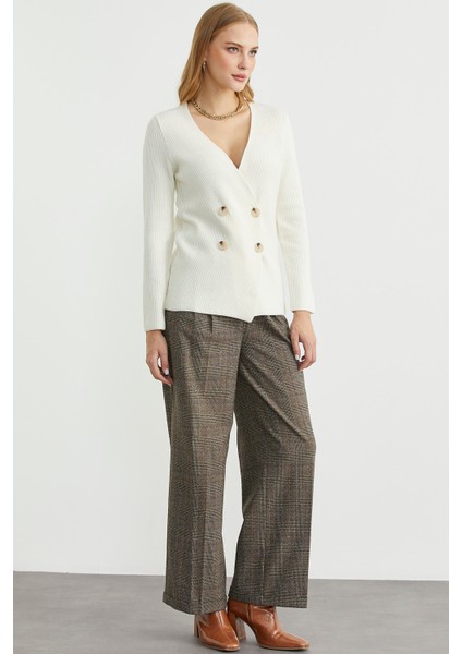 Maskülen Kruvaze Triko Ceket - Kemik modelleri