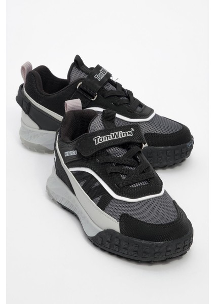 Işıklı Cırtlı Çocuk Spor Ayakkabı Siyah Füme Beyaz