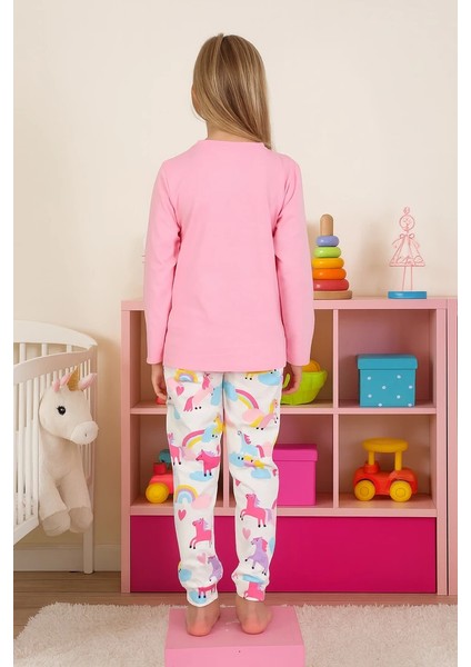 Minykids Unicorn Desen %100 Pamuk Pembe Kız Çocuk Pijama Takım fiyatları