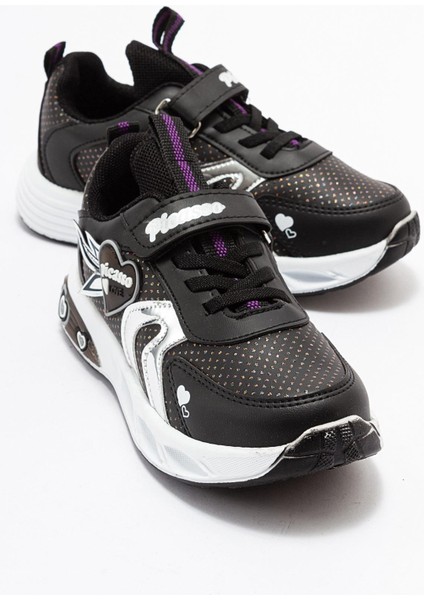 Kalpli Çocuk Spor Ayakkabı 22-25 Siyah Gümüş