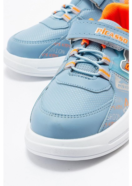 Lastikli Cıtlı Çocuk Spor Ayakkabı Mavi Oranj modelleri