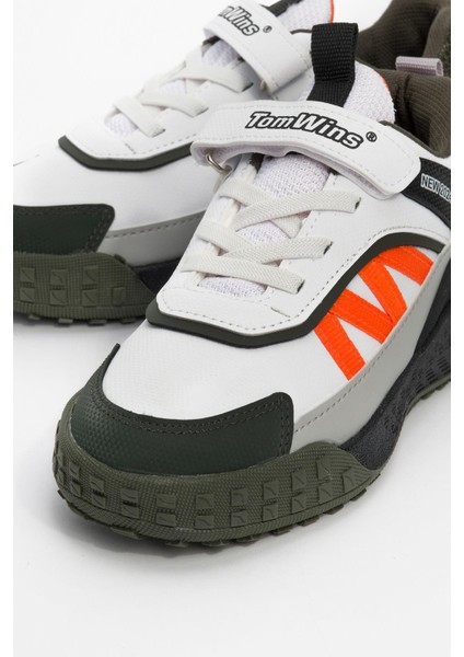 Çocuk Spor Ayakkabı Haki Beyaz Oranj modelleri