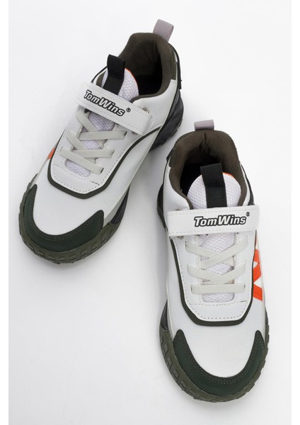 Çocuk Spor Ayakkabı Haki Beyaz Oranj indirimleri