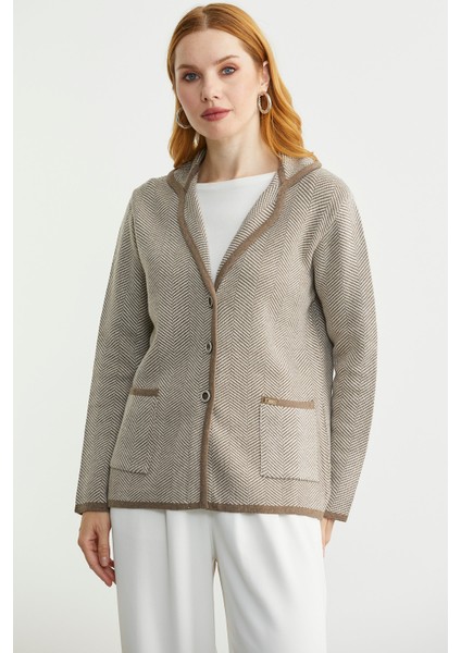 Kazayağı Şal Yaka Yünlü Triko Ceket - Sütlü Kahve fiyatları