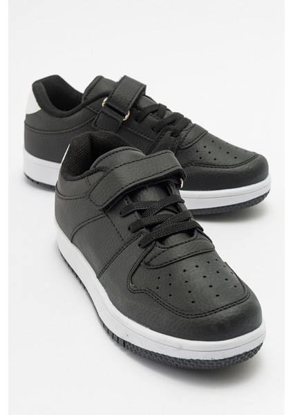 Kaydırmaz Çocuk Cırtlı Spor Ayakkabı Siyah Siyah