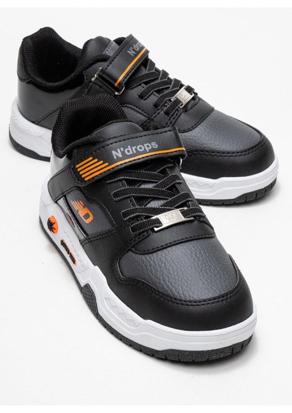 Cırtlı Çocuk Spor Ayakkabı ; Siyah Oranj