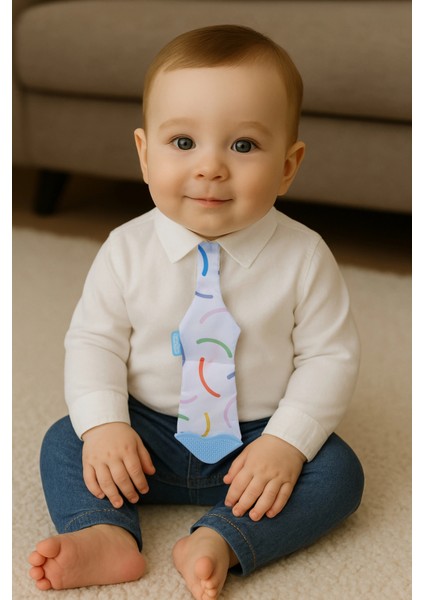 Babyjem Silikon Diş Kaşıyıcı Fular & Kravat Gülen Yüz Mavi