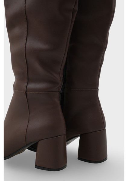 Kadın Çizme Suni Deri Kalın Topuk Oval Burun Yandan Fermuarlı Şık Rahat Tasarım indirimleri