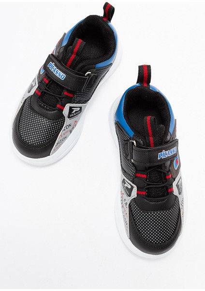 Lastikli Cırtlı Çocuk Spor Ayakkabı Siyah Kırmızı indirimleri