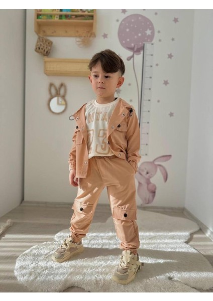 Bayramlık Paraşüt Kumaş Erkek Çocuk Tarz 3'lü Alt Üst Takım