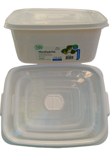 3'lü Mikrofresh Saklama Kabı Seti (0,5 L + 1 L + 2 L) - Mikrodalga, Bulaşık Makinesi Uyumlu fiyatları