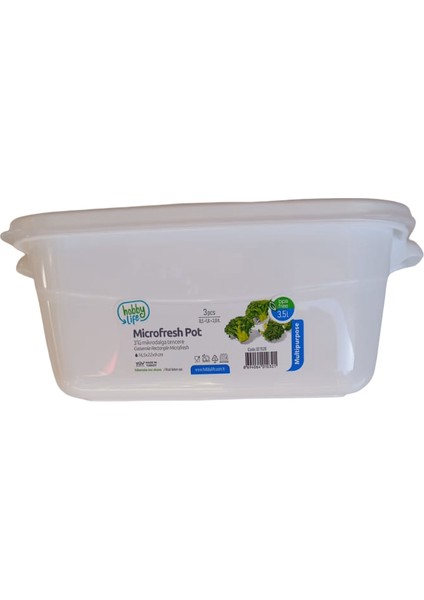 3'lü Mikrofresh Saklama Kabı Seti (0,5 L + 1 L + 2 L) - Mikrodalga, Bulaşık Makinesi Uyumlu fırsatları