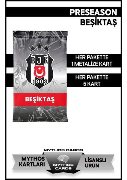 Beşiktaş Pre-Season 2025-26 Aksesuar Seti Türkiye Menşeli 5 Kart