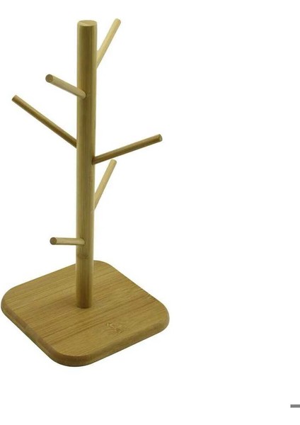 Ahşap Bambu Bardak Kupa Fincan Askılığı Askısı 6 Askılı 2 Parça