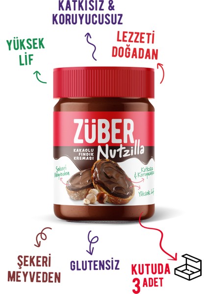 Nutzilla Fındık Kreması Kakaolu 315G x 3 Adet fiyatları