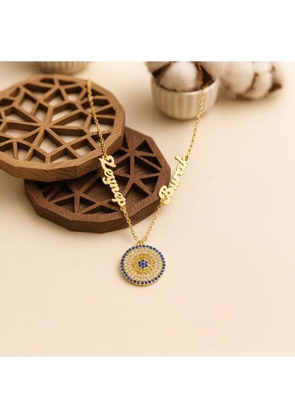 Isimli Yuvarlak Nazar Gümüş Kolye fiyatları