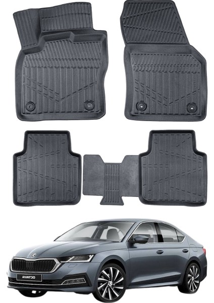 Skoda Octavıa E-Tech 2023+ Uyumlu Araca Özel Lüx 3D Paspas