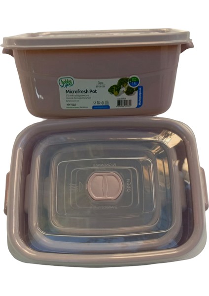 3'lü Mikrofresh Saklama Kabı Seti (0,5 L + 1 L + 2 L) - Mikrodalga, Bulaşık Makinesi Uyumlu fiyatları