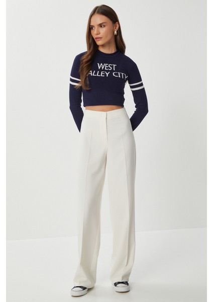 Dikişli Straight Poliviskon Pantolon LGP0023 Kemik fiyatları