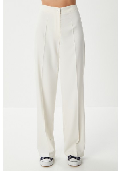 Dikişli Straight Poliviskon Pantolon LGP0023 Kemik fırsatları