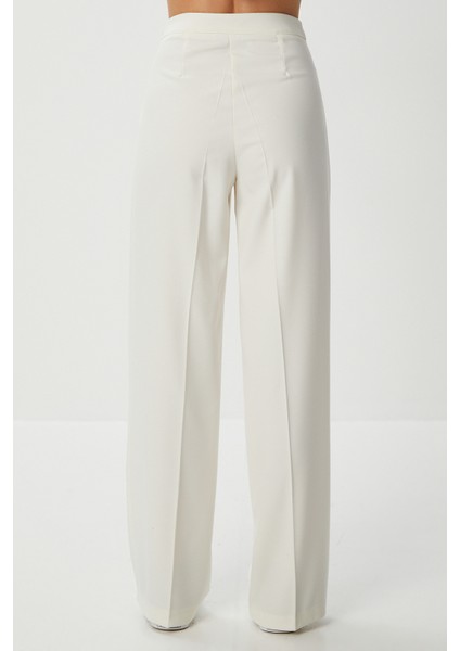 Dikişli Straight Poliviskon Pantolon LGP0023 Kemik indirimleri