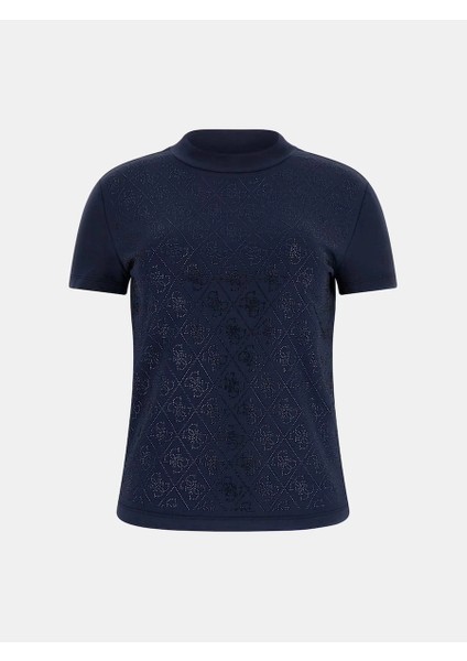 Mock Kadın Mavi Slim Fit T-Shirt W4BI26J1314-G7J6 indirimleri