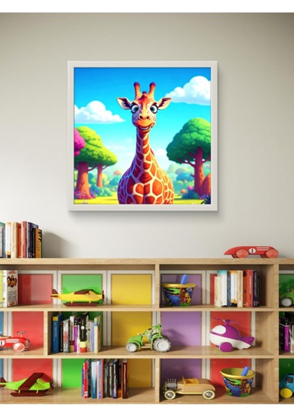 Doğadaki Zürefa LED Tablo – 60X60 cm | Sıva Üstü Montajlı, Tak-Çalıştır Sistem, Arapuarlı