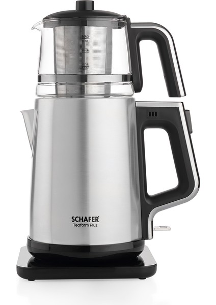 Teaform Plus Paslanmaz Çay Makinesi-Inox/cam Demlik