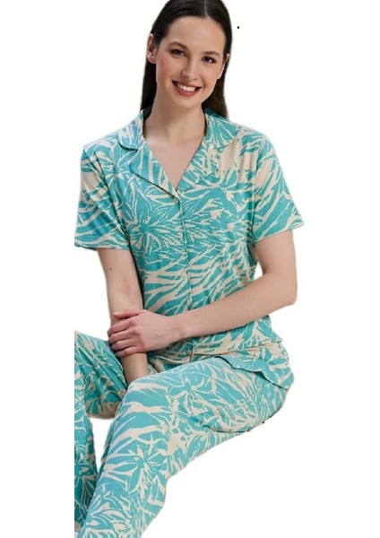 Kadın Pijama Takımı Kısa Kollu Düğmeli Viskon Mira Model S/xl fiyatları