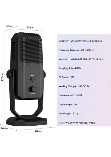 Profesyonel USB Kondansatör Mikrofon – 4 Yönlü Direktif, 20Hz-20KHz Frekans, Kulaklık Çıkışı, Tek Tuş Sessize Alma, Ses Ayarı, 15MM Stand Uyumlu Yanmai SF-900 indirimleri