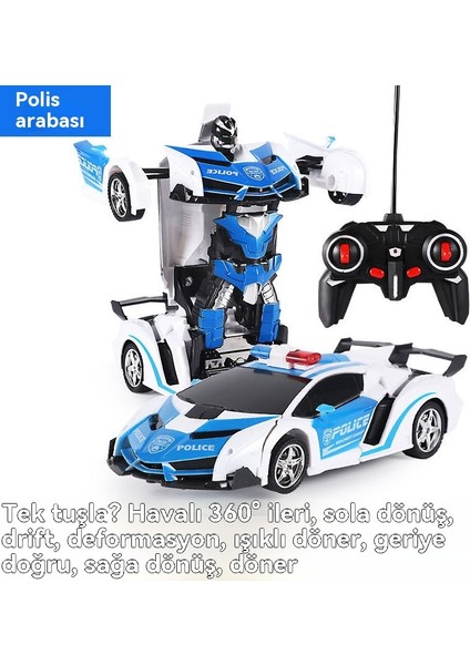 Tek Düğme Deforme Uzaktan Rc Araba Çocuk USB Yarış Modeli Erkek Oyuncak Araba Robotu (Yurt Dışından)