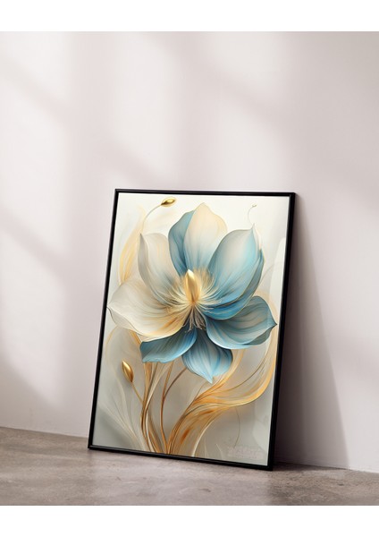 Metal Çerçeveli Gerçek Camlı Tablo, Çiçek Temalı Dijital Baskı, Salon, Oturma Odası fiyatları