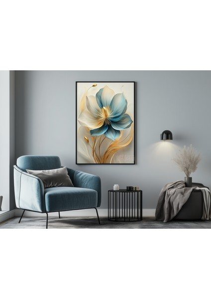 Metal Çerçeveli Gerçek Camlı Tablo, Çiçek Temalı Dijital Baskı, Salon, Oturma Odası indirimleri