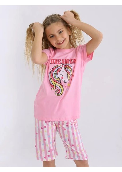 Minykids Unicorn Desen Pembe Kapri %100 Pamuklu Kız Çocuk Pijama Takım fiyatları
