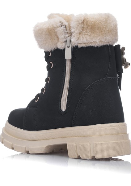 Günlük Çocuk Kışlık Spor Bot Kürklü Bağcıklı Fermuarlı Desenlı Taban Ayakkabı F200 modelleri