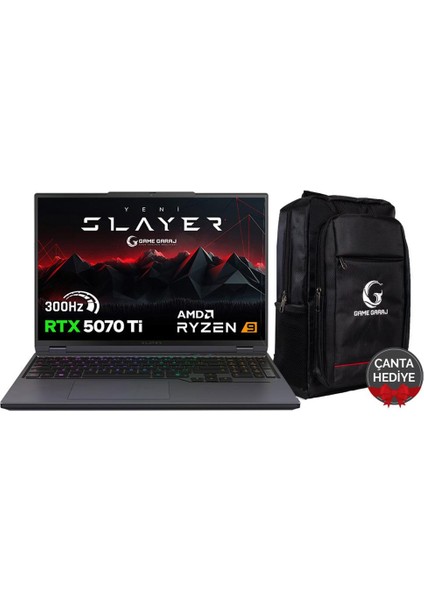 Slayer R9T-5070TI C6 Amd Ryzen 9 9955HX 32GB Ram 1tb SSD RTX5070TI 16" Qhd+ IPS 300Hz Freedos Gaming Laptop